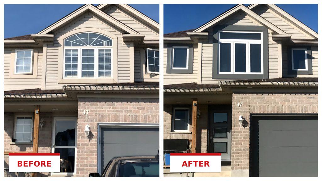 Window replacement on a Tri-State home, shown before and after installation